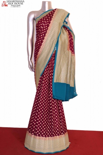 Exclusive Butta Contrast Banarasi Georgette Silk Saree 